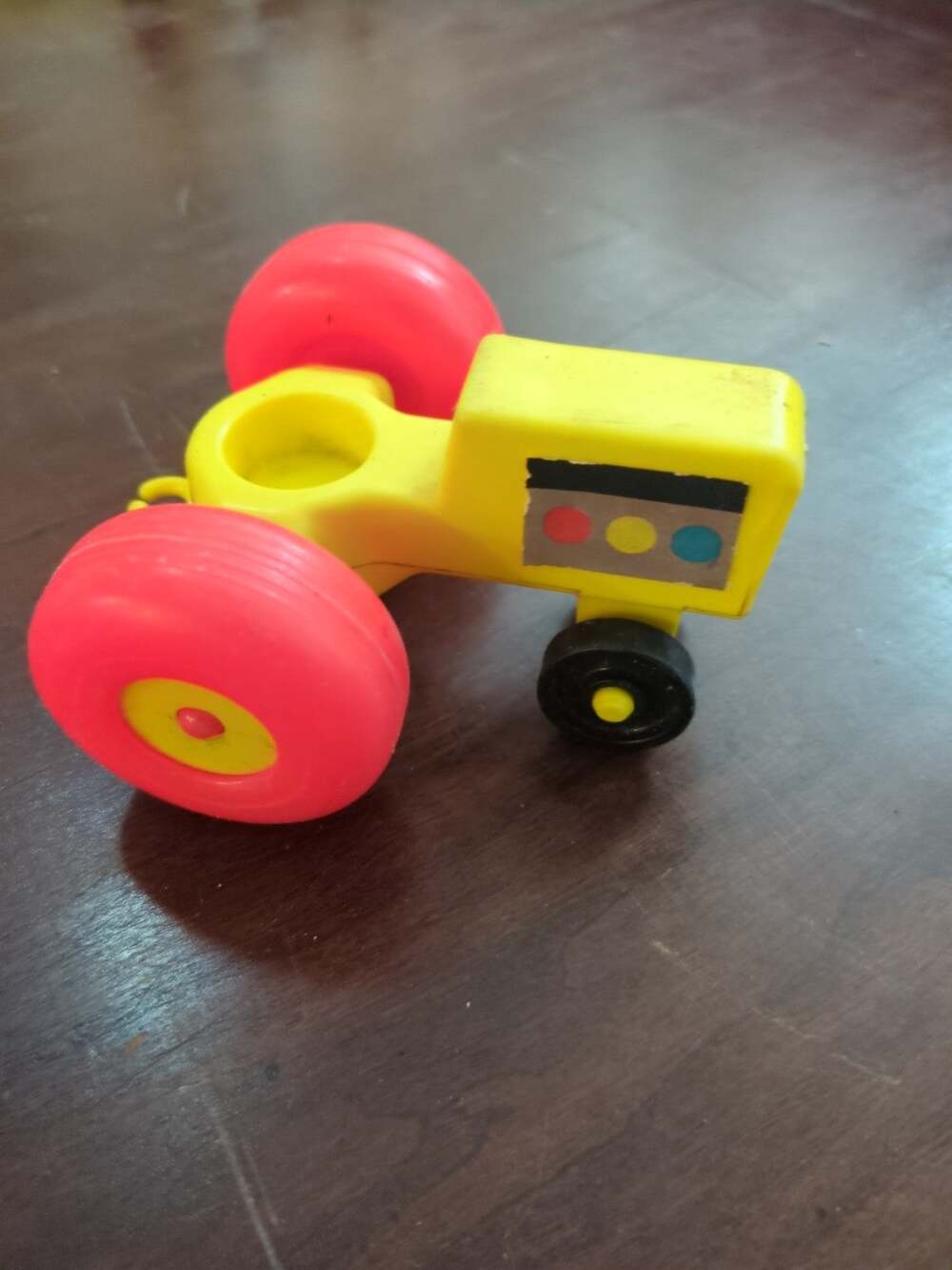 Vintage Little People's 1980's Yellow & Orange Farm Tractor Toy